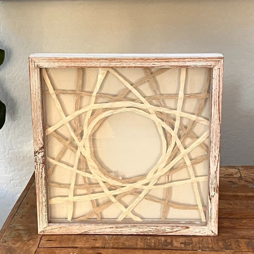 Abstract Handmade Papier-Mâché Shadow Box Wall Art 14 x 14" Brown & Beige